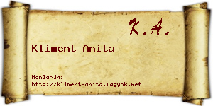 Kliment Anita névjegykártya